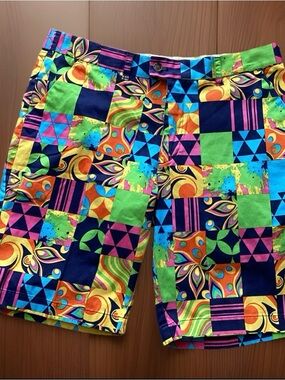 Vintage LoudMouth Golf Shorts Adult Size 36 Waist JOHN DALY Geometric Abstract